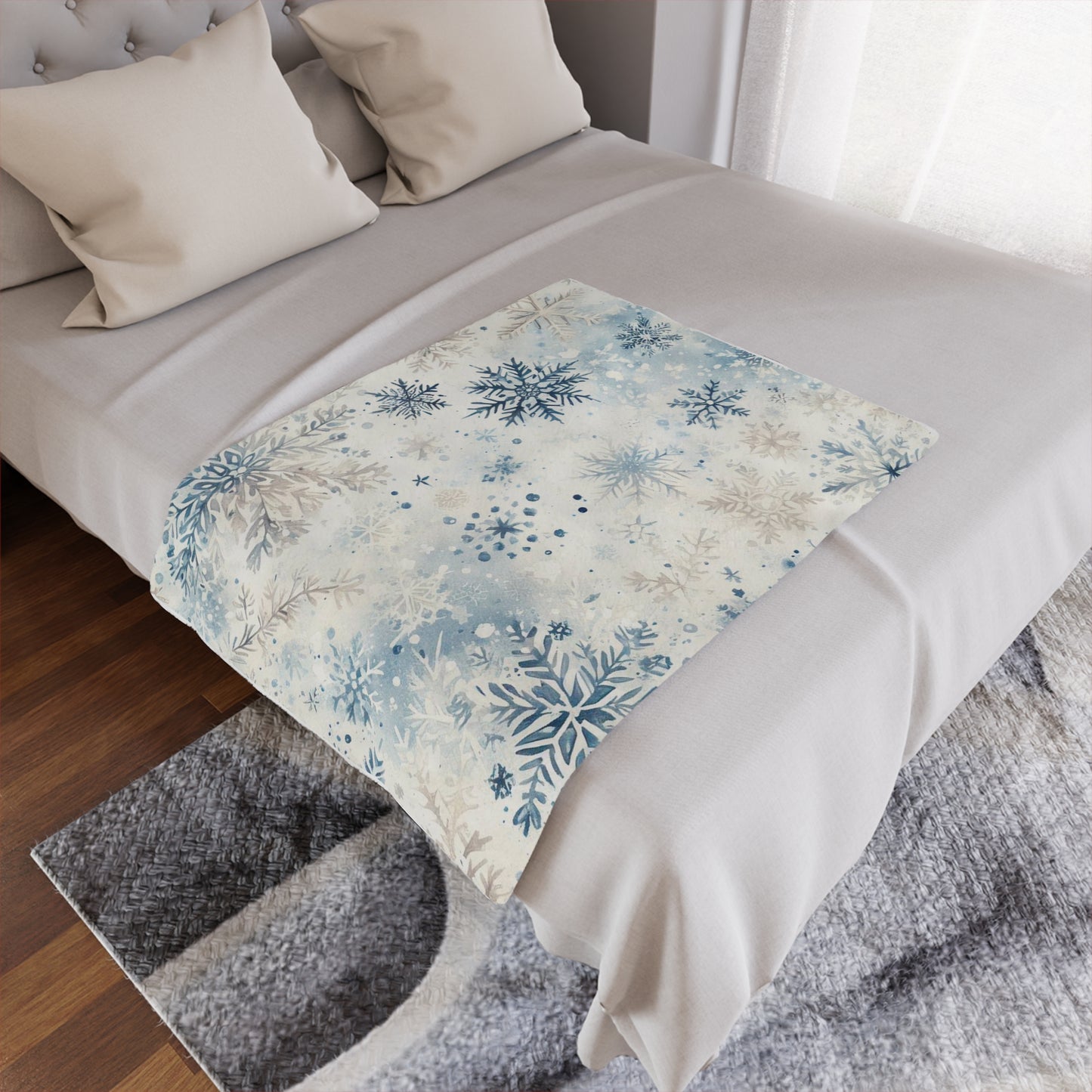 Snowflakes Microfiber Fleece Blanket - Ultra Soft & Cozy Throw