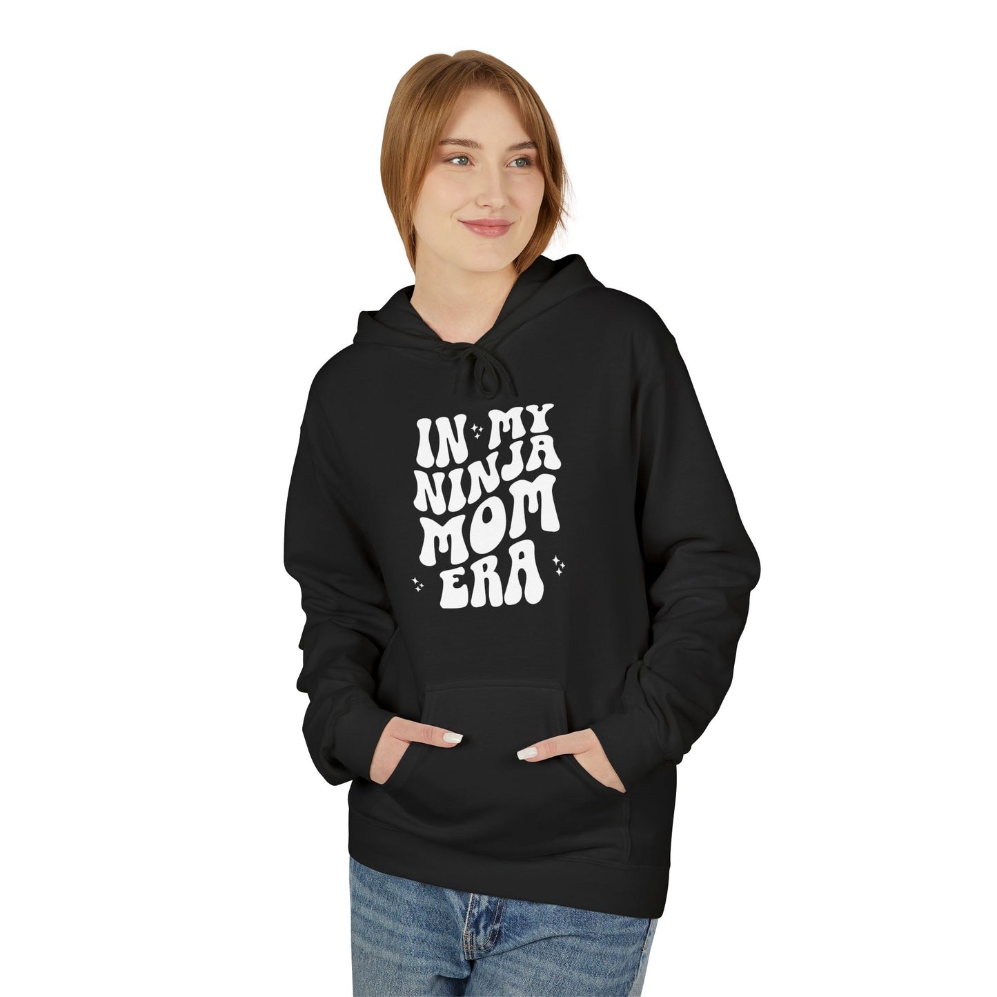 In My Ninja Mom Era Hoodie, Retro Wavy Font, Multiple Hoodie & Text Color Options, Ninja Warrior Mom Sweatshirt