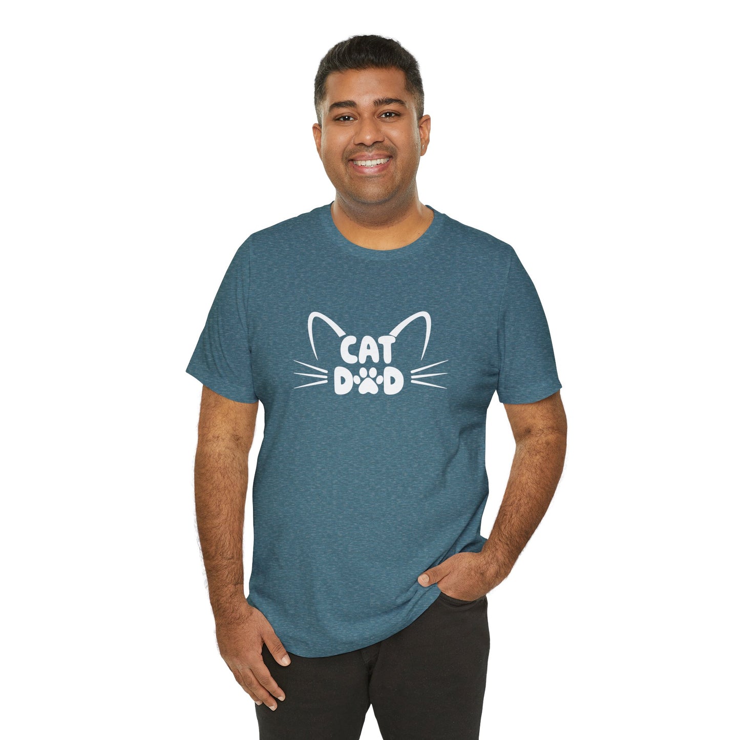 Cat Dad T-Shirt, Cute Cat Ears & Whiskers Design, Paw Print Graphic, Cat Lover Shirt