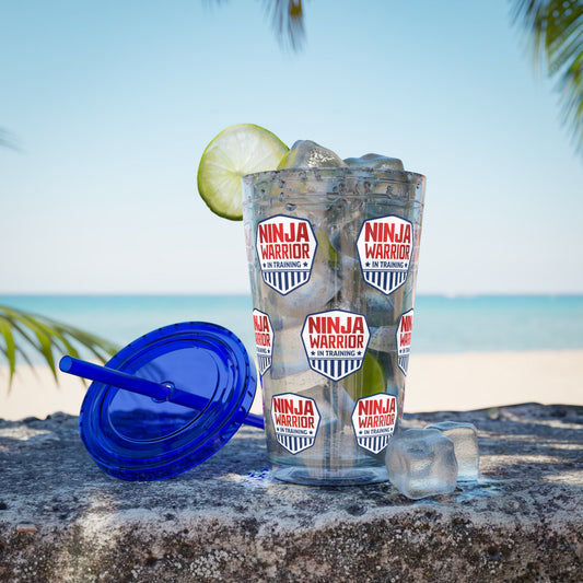 Ninja Warrior Birthday, 16oz Sunsplash Tumbler with Straw