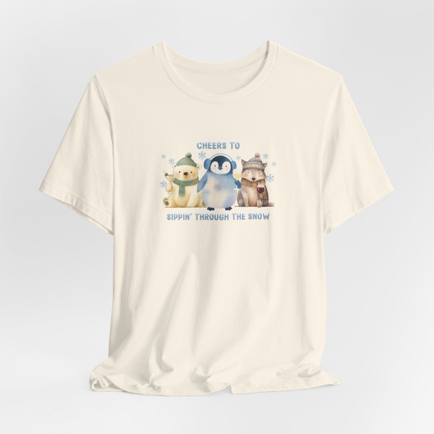 Cheers to Sippin’ Through the Snow | Holiday Snow Animals Shirt