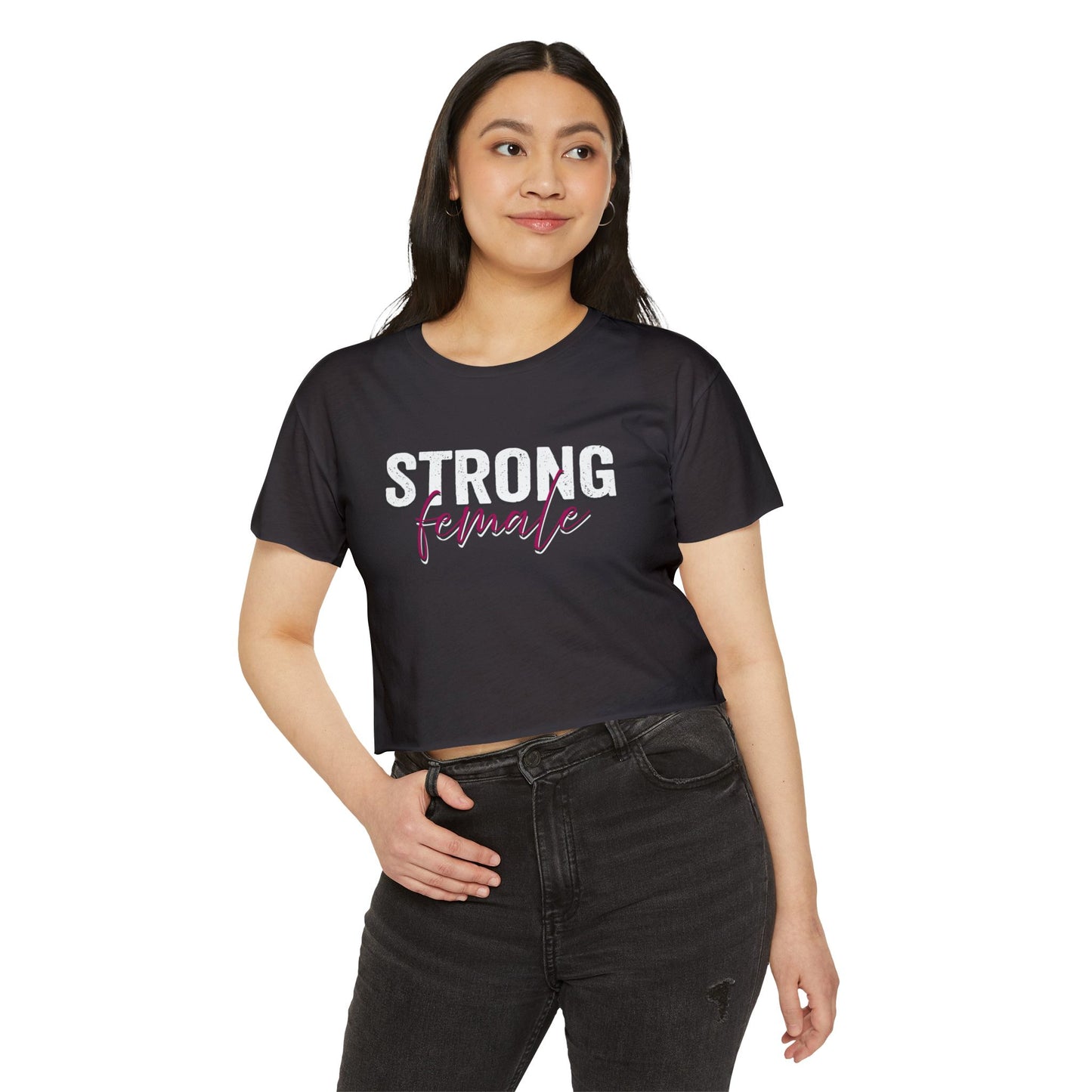 Strong Female Women’s Crop Tee – Empowering Graphic Shirt