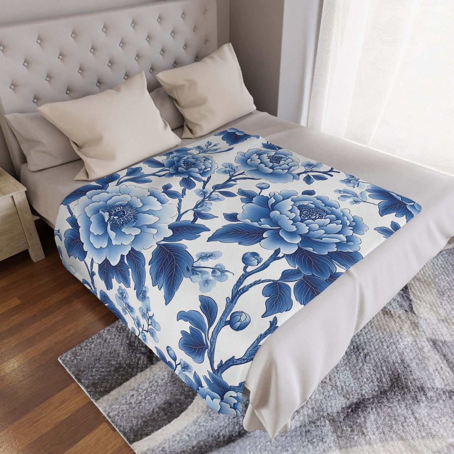Elegant Chinoiserie Microfiber Fleece Blanket - Ultra Soft & Cozy Throw