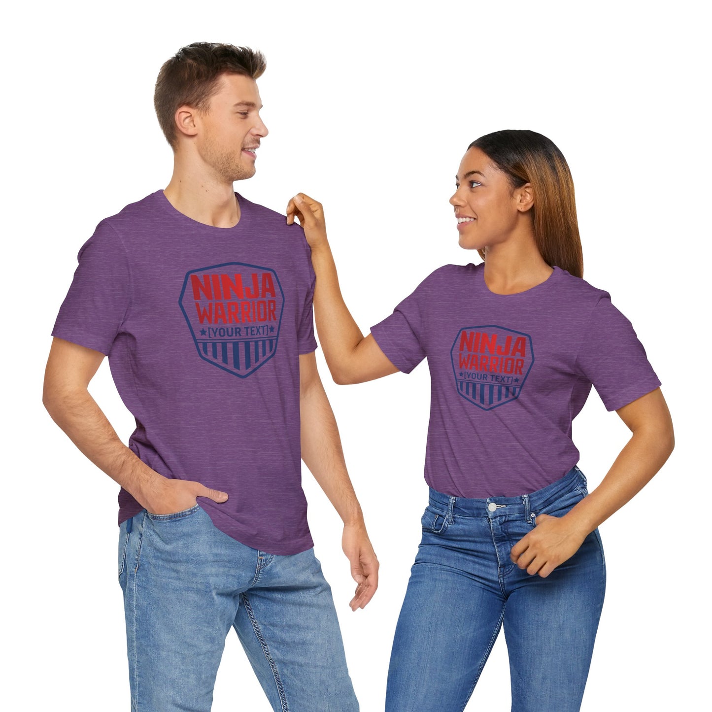 Custom Ninja Warrior Family & Coach Shirt – Unisex T-Shirt with Shield Design, Personalized Text & Colors
