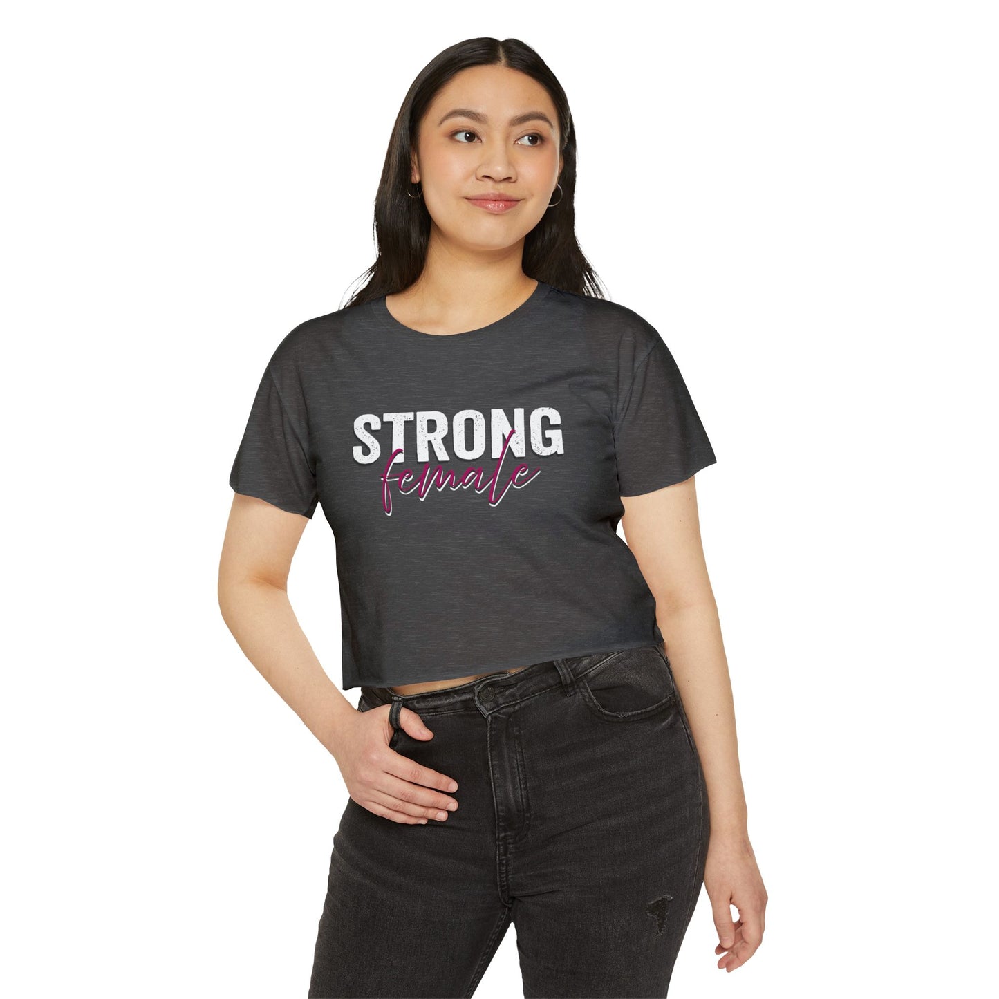 Strong Female Women’s Crop Tee – Empowering Graphic Shirt