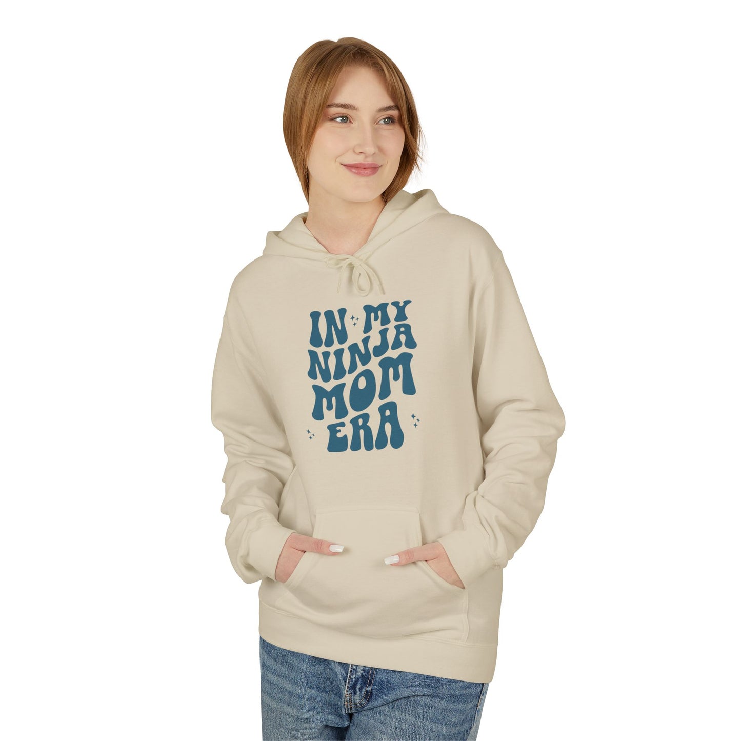 In My Ninja Mom Era Hoodie, Retro Wavy Font, Multiple Hoodie & Text Color Options, Ninja Warrior Mom Sweatshirt