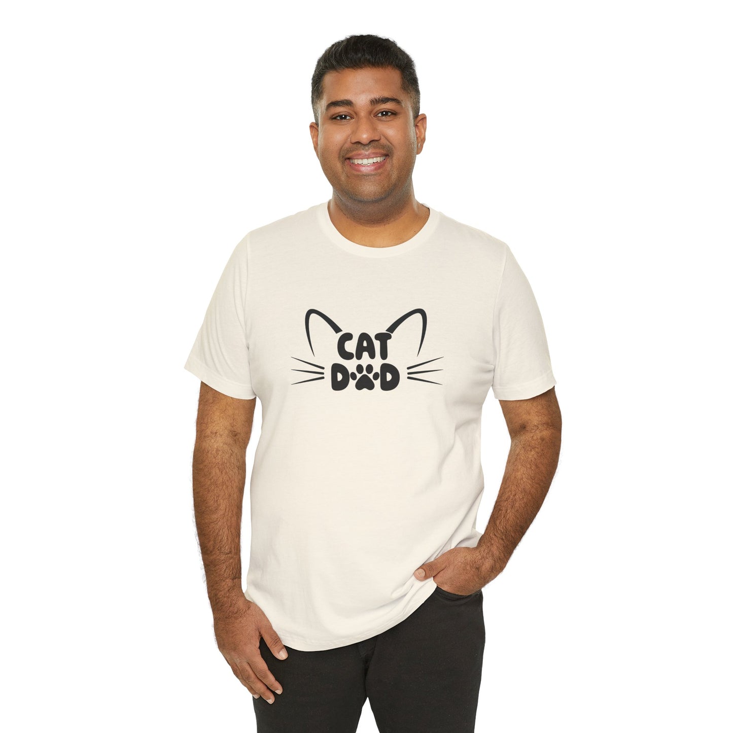 Cat Dad T-Shirt, Cute Cat Ears & Whiskers Design, Paw Print Graphic, Cat Lover Shirt