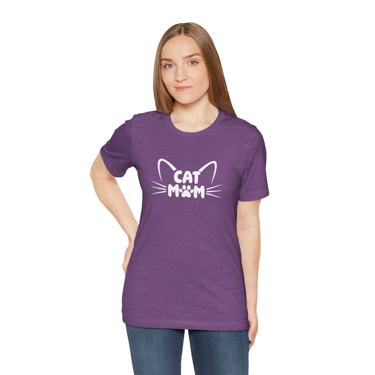 Cat Mom T-Shirt, Cute Cat Ears & Whiskers Design, Paw Print Graphic, Cat Lover Shirt