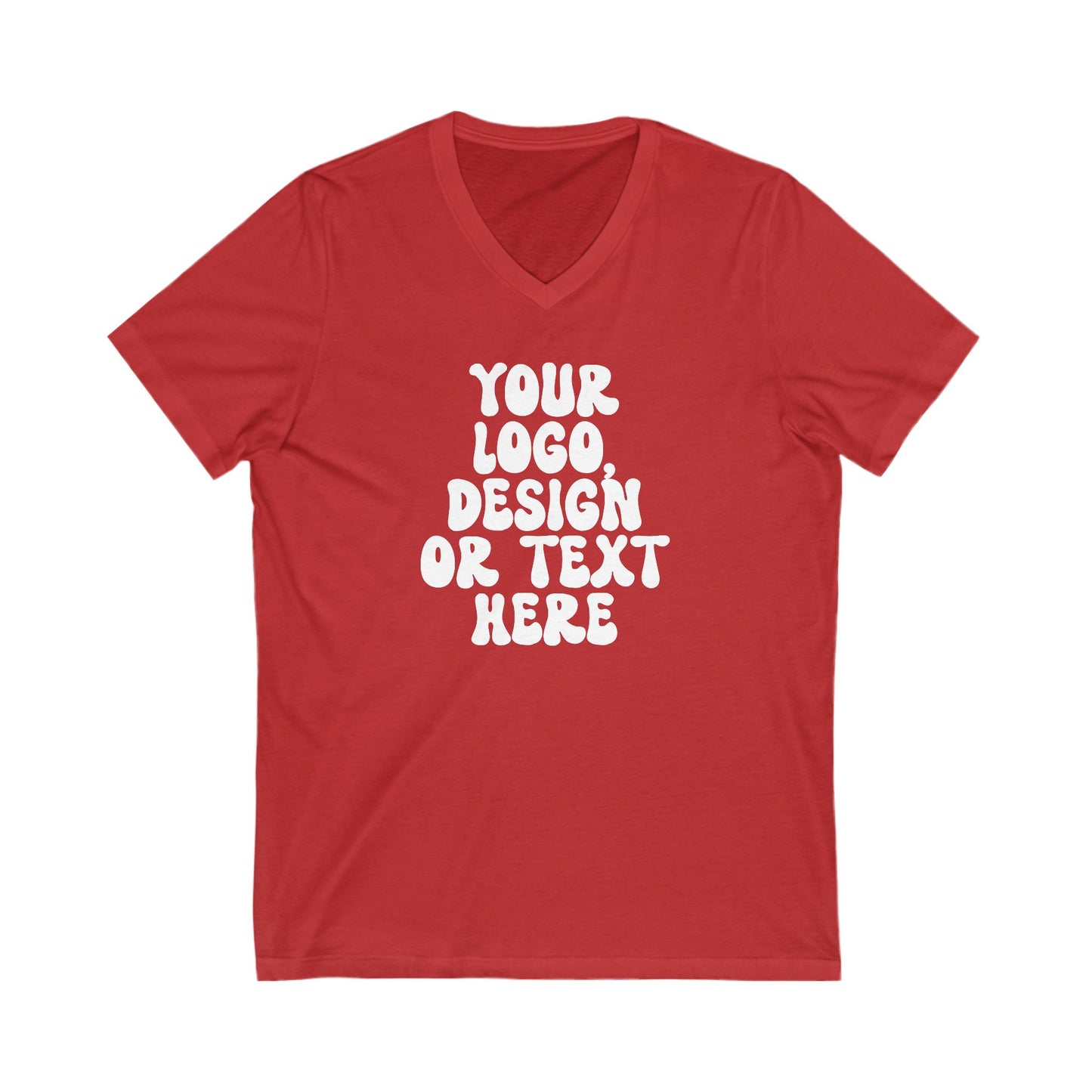 CUSTOM Text, Design or Logo - Unisex V-Neck T-Shirt