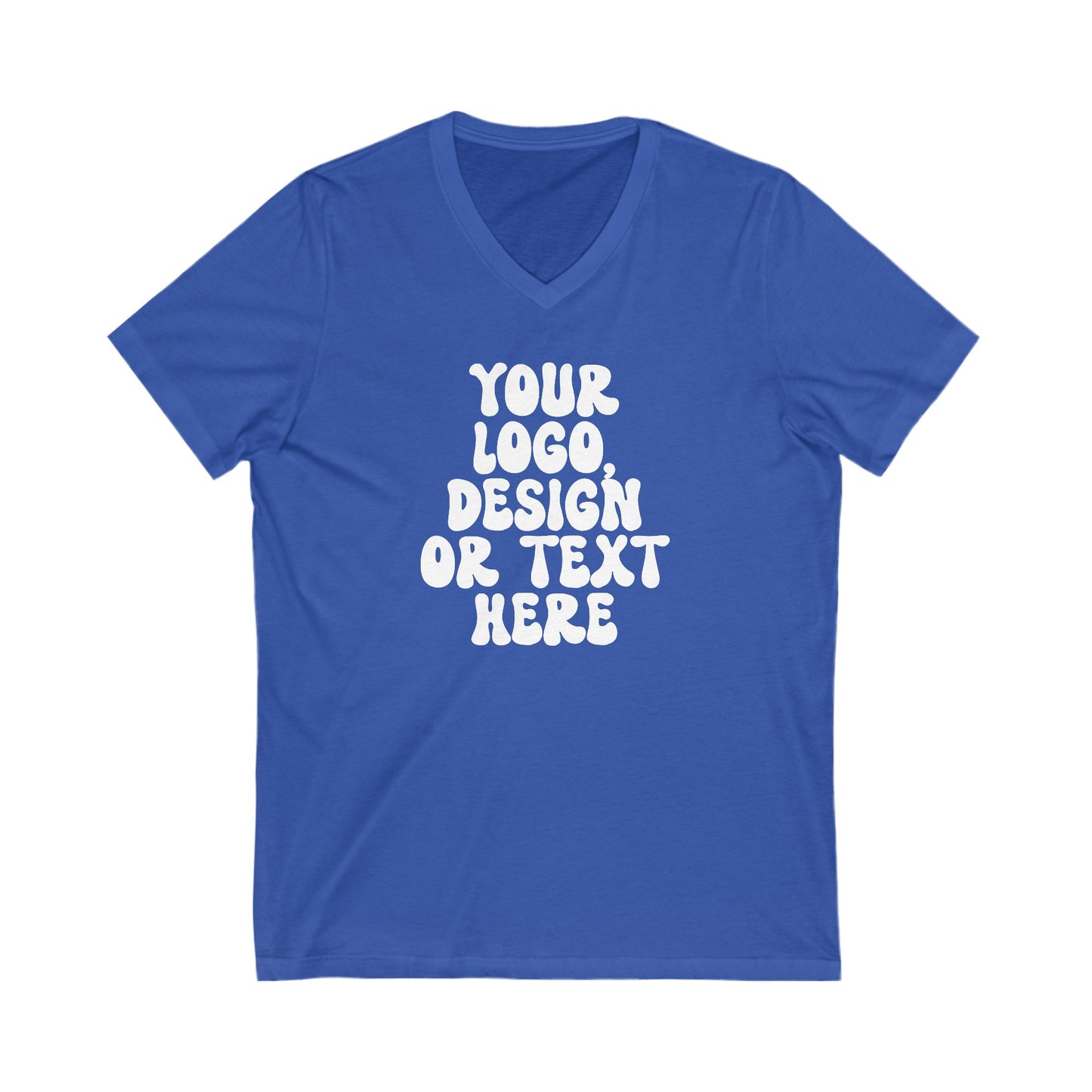 CUSTOM Text, Design or Logo - Unisex V-Neck T-Shirt