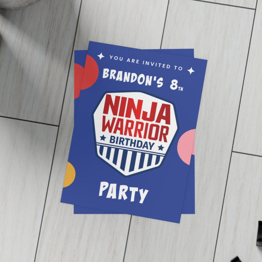 Ninja Warrior Birthday Party Invitation Postcards (envelopes included)
