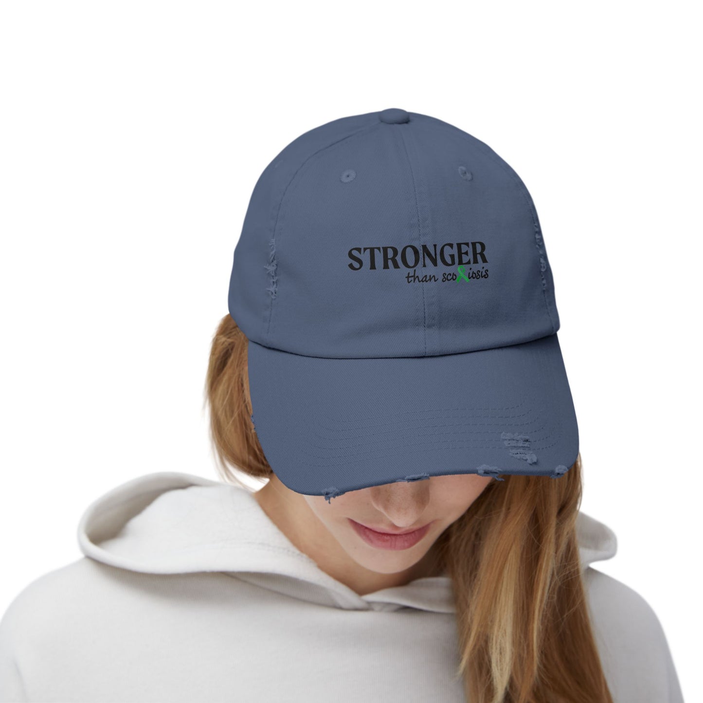 Scoliosis Awareness Hat, Stronger Than Scoliosis, Unisex Distressed Cap