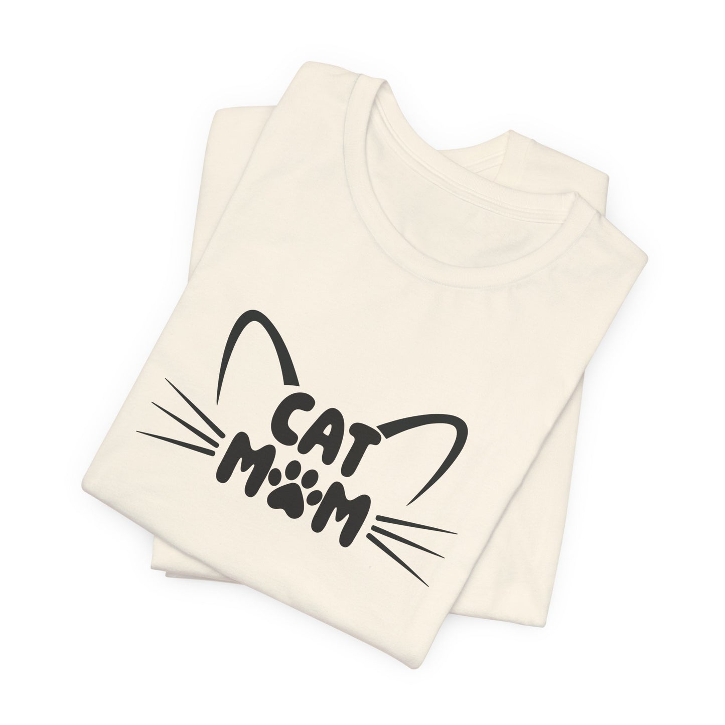 Cat Mom T-Shirt, Cute Cat Ears & Whiskers Design, Paw Print Graphic, Cat Lover Shirt