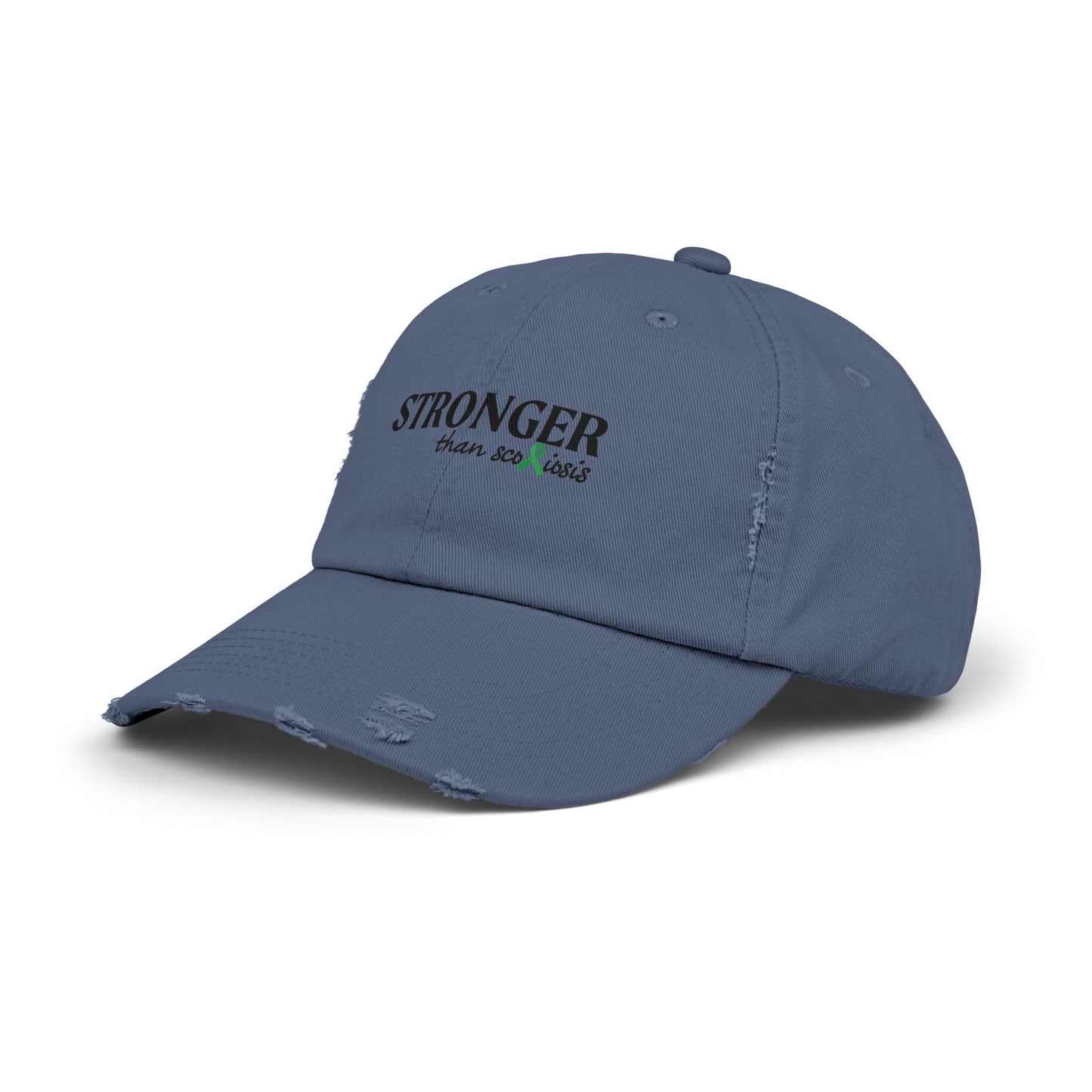 Scoliosis Awareness Hat, Stronger Than Scoliosis, Unisex Distressed Cap