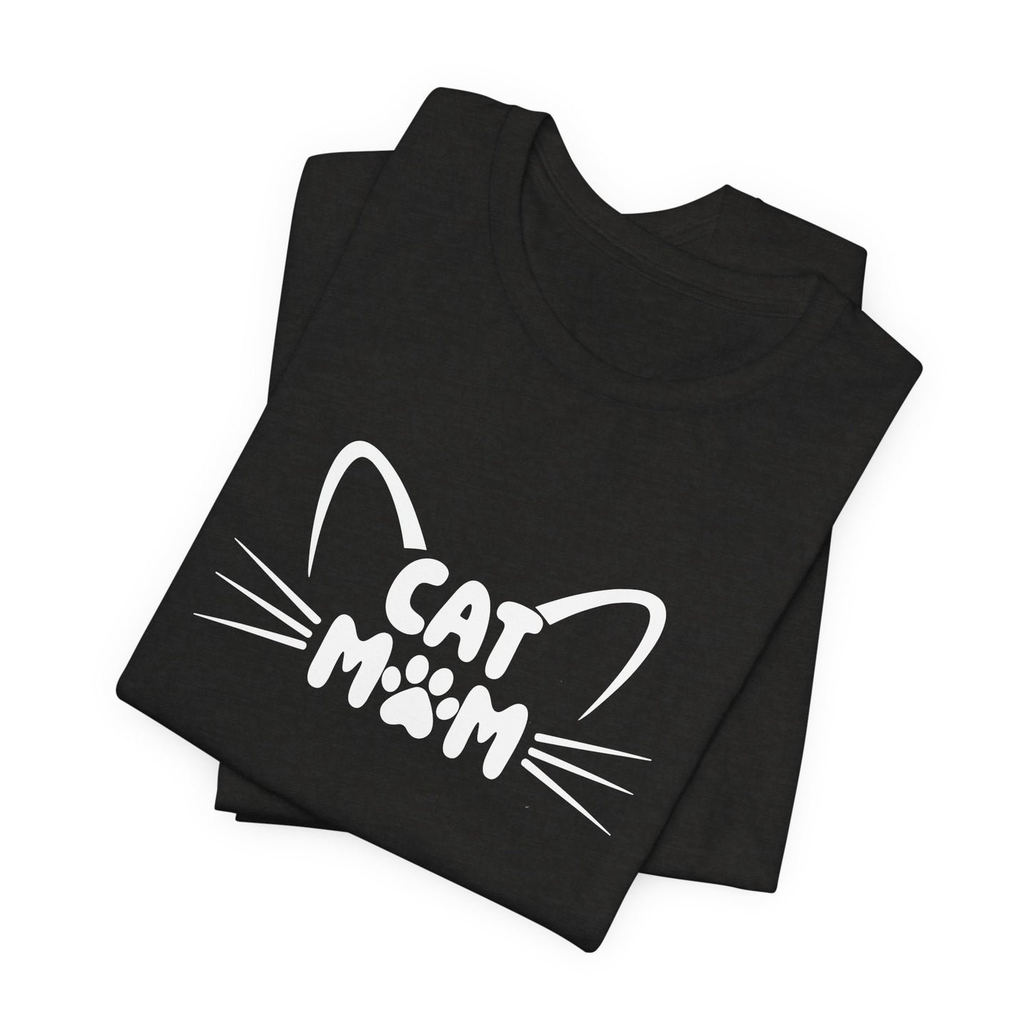 Cat Mom T-Shirt, Cute Cat Ears & Whiskers Design, Paw Print Graphic, Cat Lover Shirt