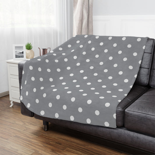Gray Polka Dots Microfiber Fleece Blanket - Ultra Soft & Cozy Throw