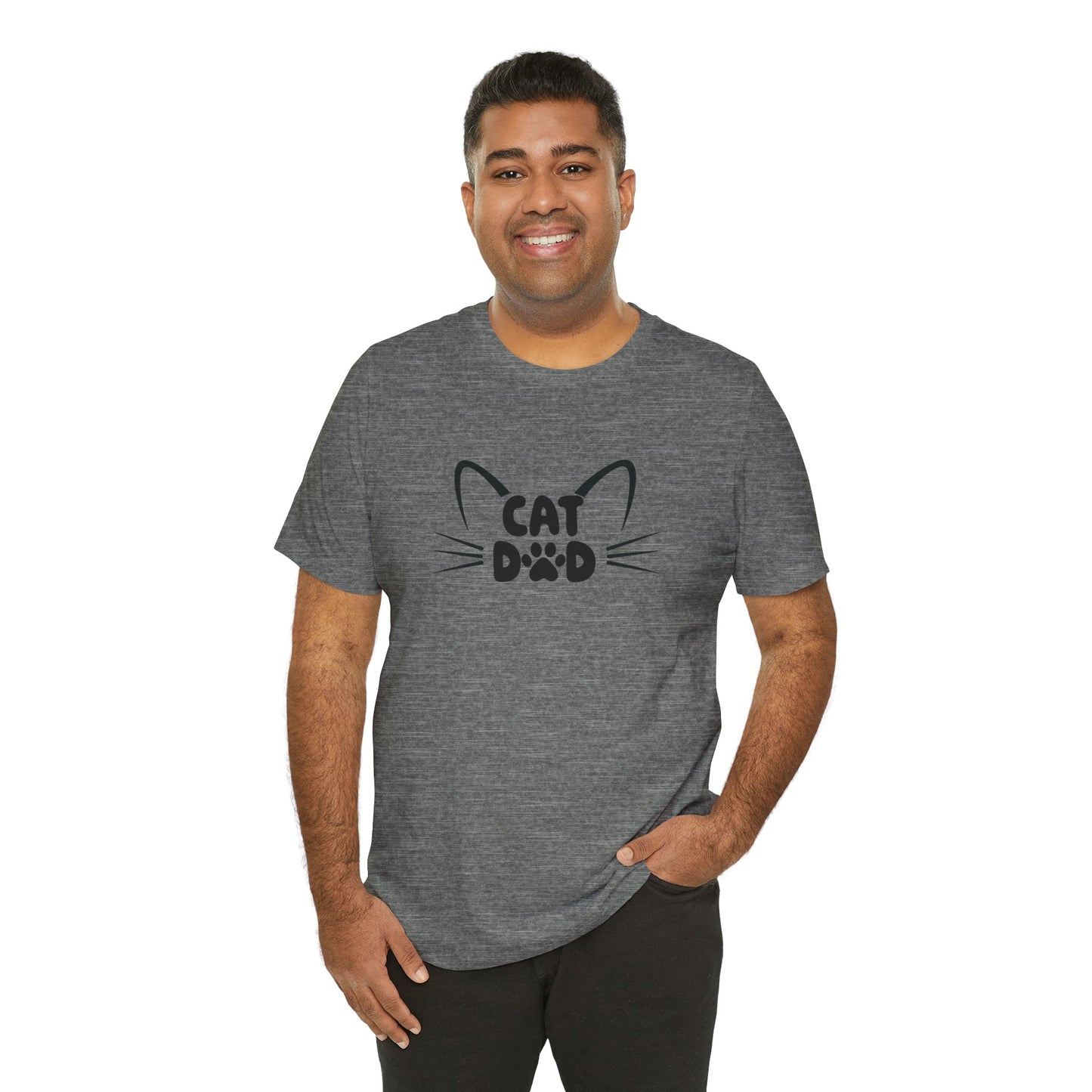 Cat Dad T-Shirt, Cute Cat Ears & Whiskers Design, Paw Print Graphic, Cat Lover Shirt