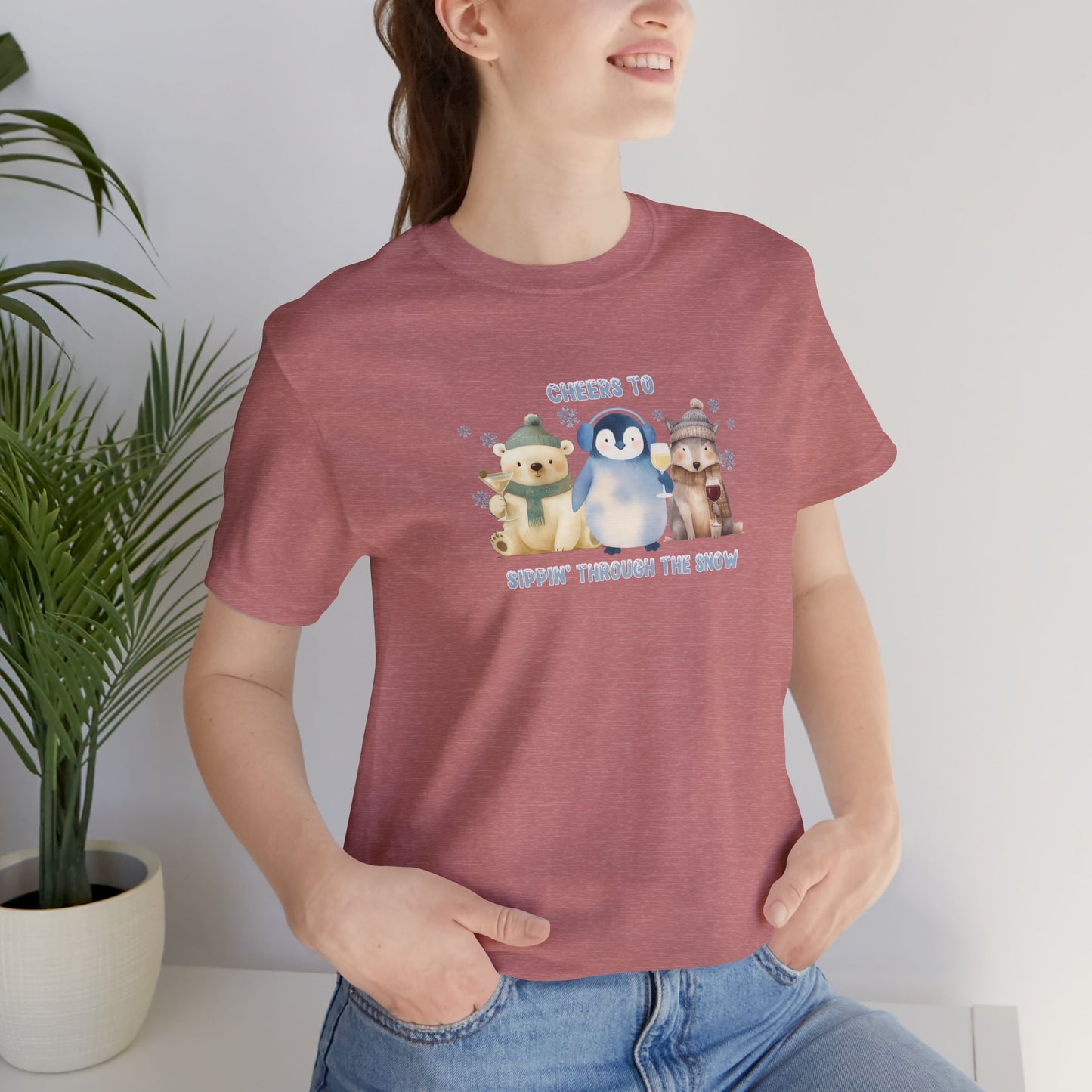 Cheers to Sippin’ Through the Snow | Holiday Snow Animals Shirt