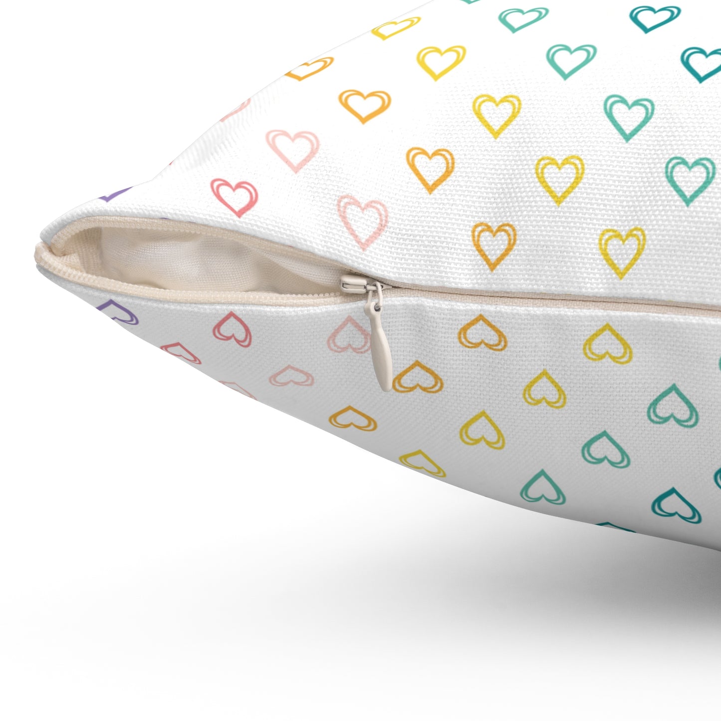 Pastel Rainbow Hearts Throw Pillow