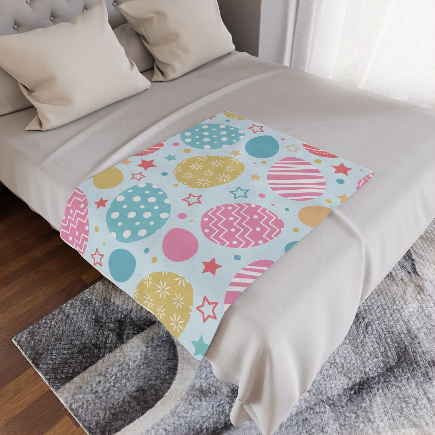 Easter Eggs Microfiber Fleece Blanket - Ultra Soft & Cozy Throw