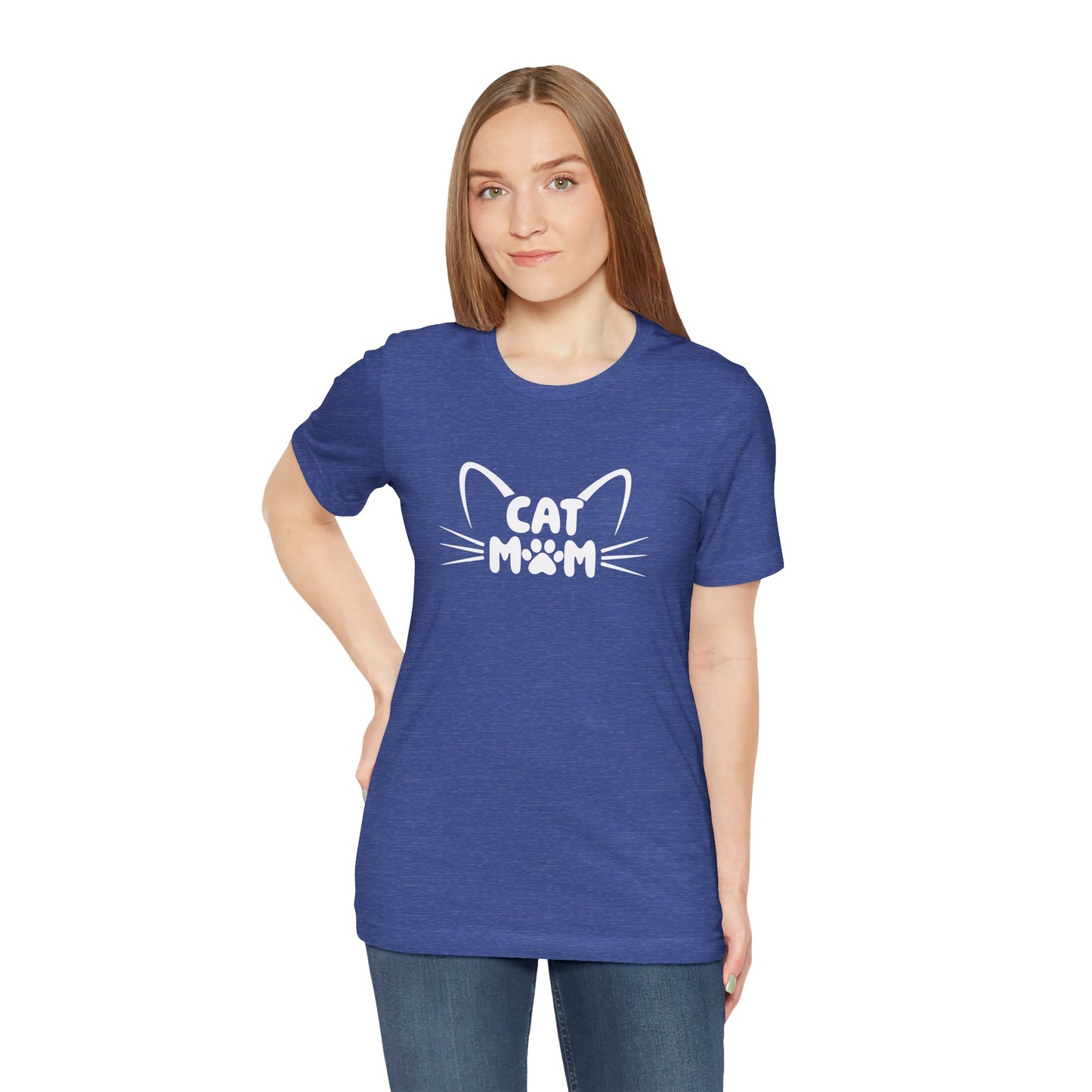 Cat Mom T-Shirt, Cute Cat Ears & Whiskers Design, Paw Print Graphic, Cat Lover Shirt
