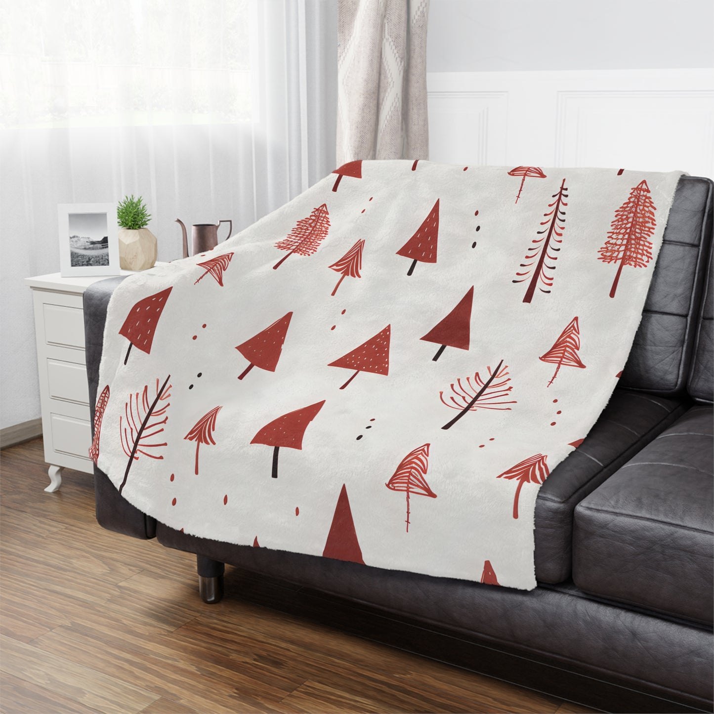 Christmas Tree Pattern Microfiber Fleece Blanket - Ultra Soft & Cozy Throw