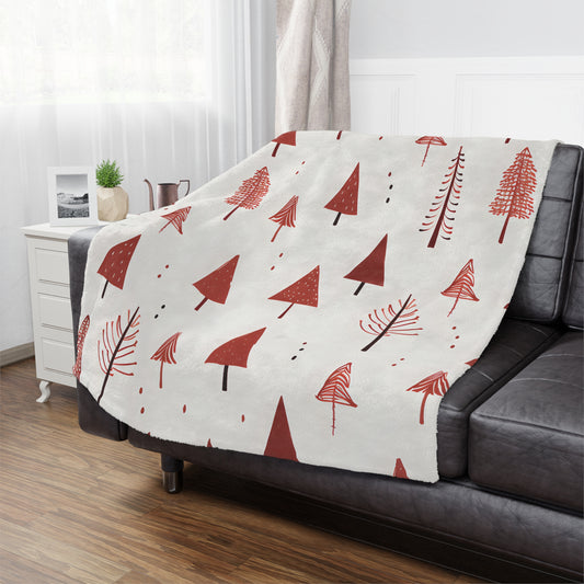Christmas Tree Pattern Microfiber Fleece Blanket - Ultra Soft & Cozy Throw
