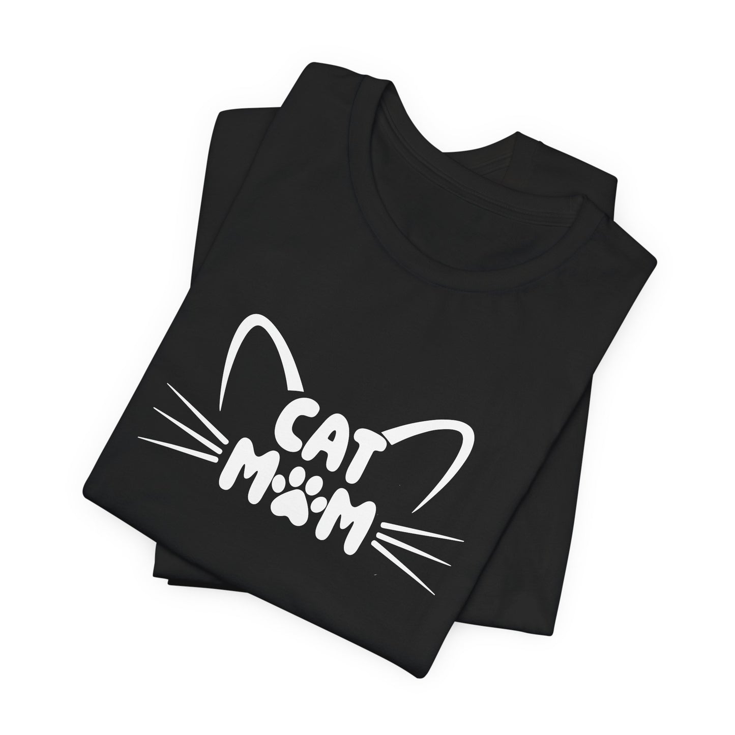 Cat Mom T-Shirt, Cute Cat Ears & Whiskers Design, Paw Print Graphic, Cat Lover Shirt