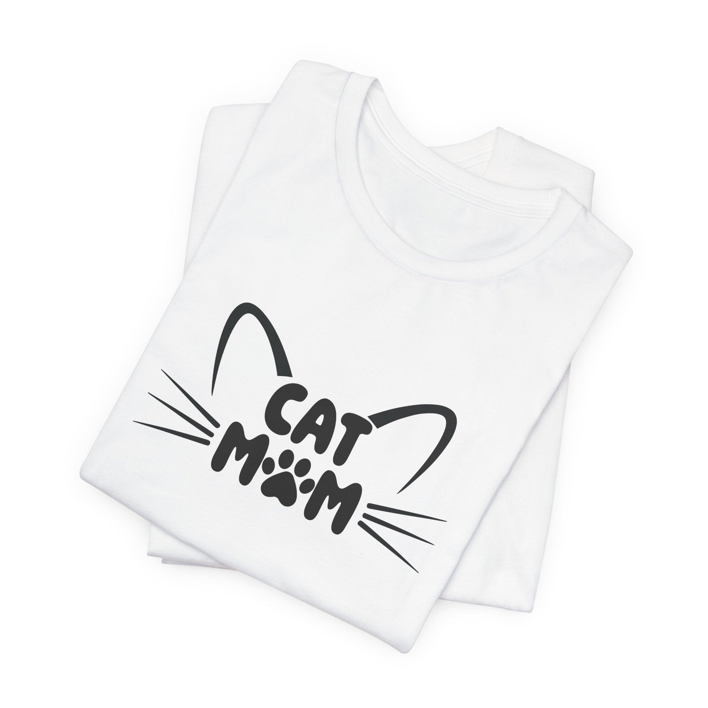 Cat Mom T-Shirt, Cute Cat Ears & Whiskers Design, Paw Print Graphic, Cat Lover Shirt