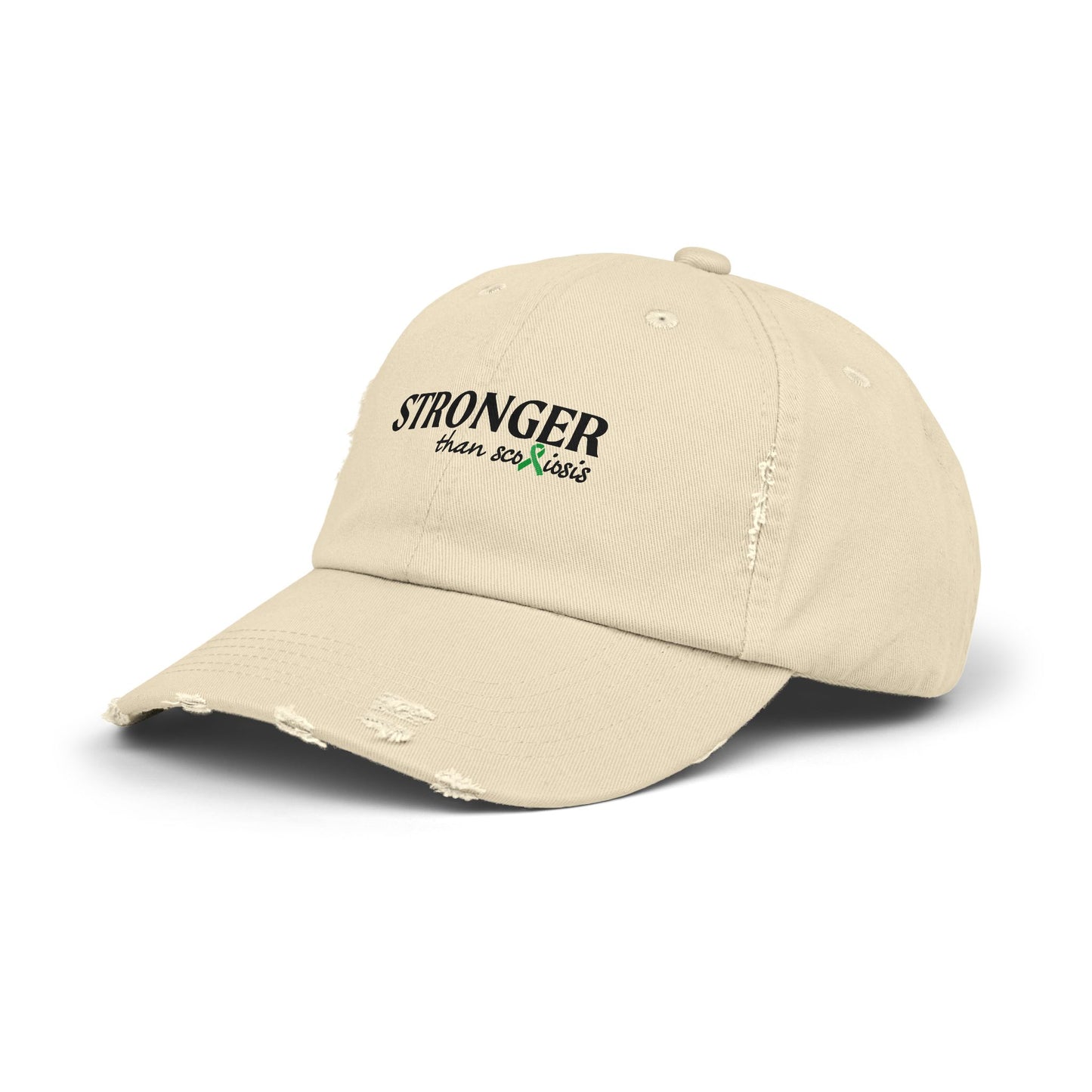 Scoliosis Awareness Hat, Stronger Than Scoliosis, Unisex Distressed Cap