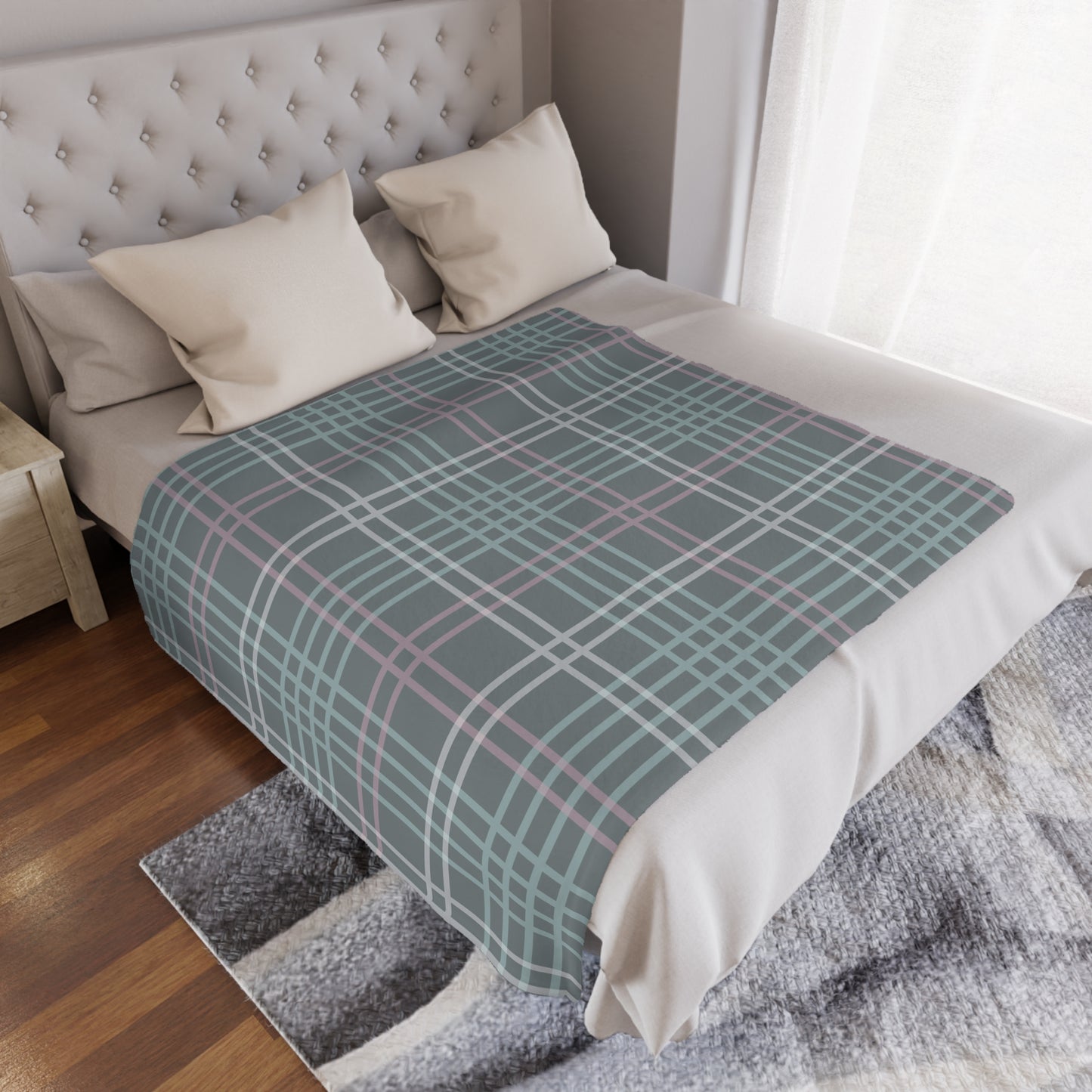 Gray Plaid Microfiber Fleece Blanket - Ultra Soft & Cozy Throw