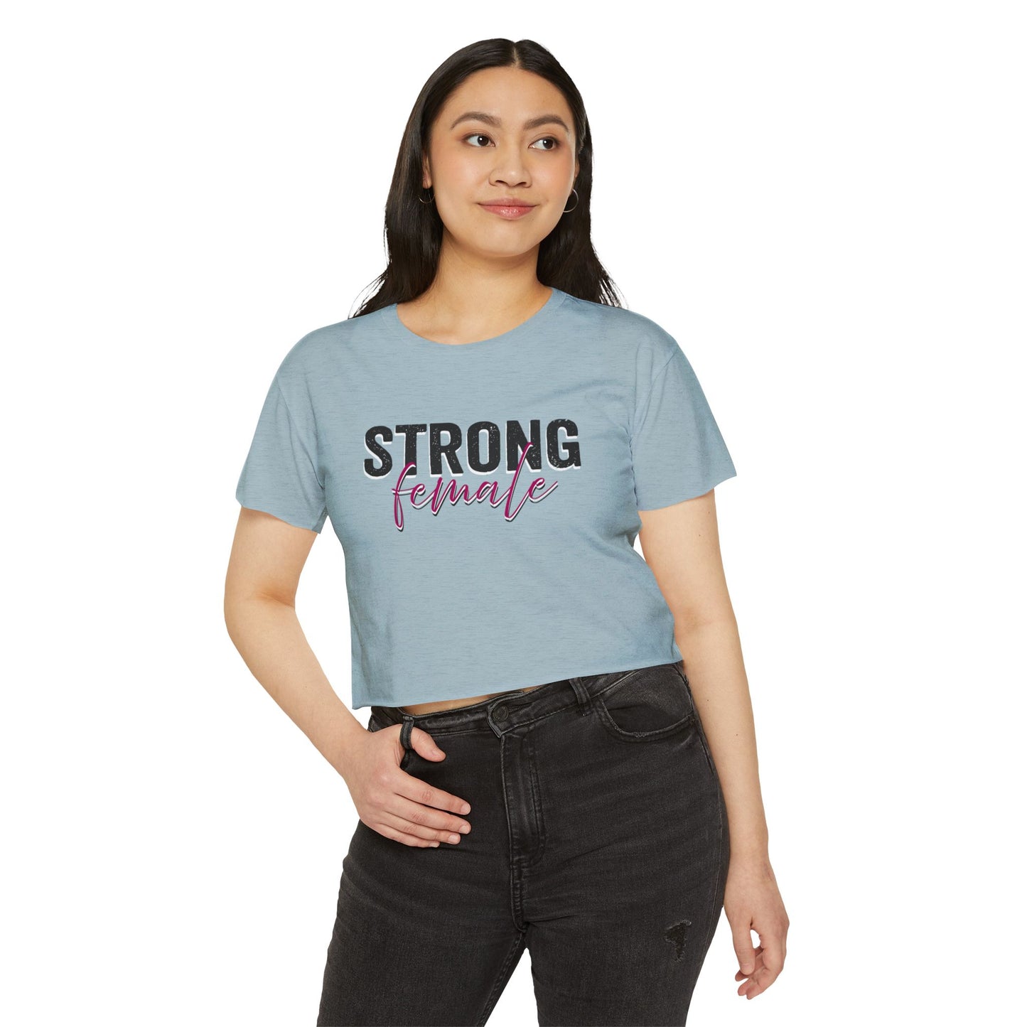 Strong Female Women’s Crop Tee – Empowering Graphic Shirt