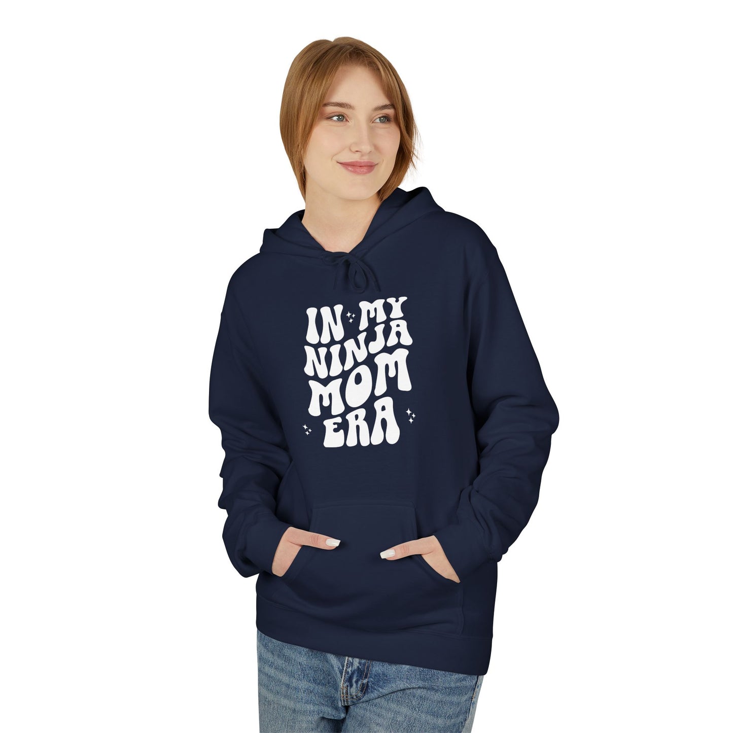 In My Ninja Mom Era Hoodie, Retro Wavy Font, Multiple Hoodie & Text Color Options, Ninja Warrior Mom Sweatshirt