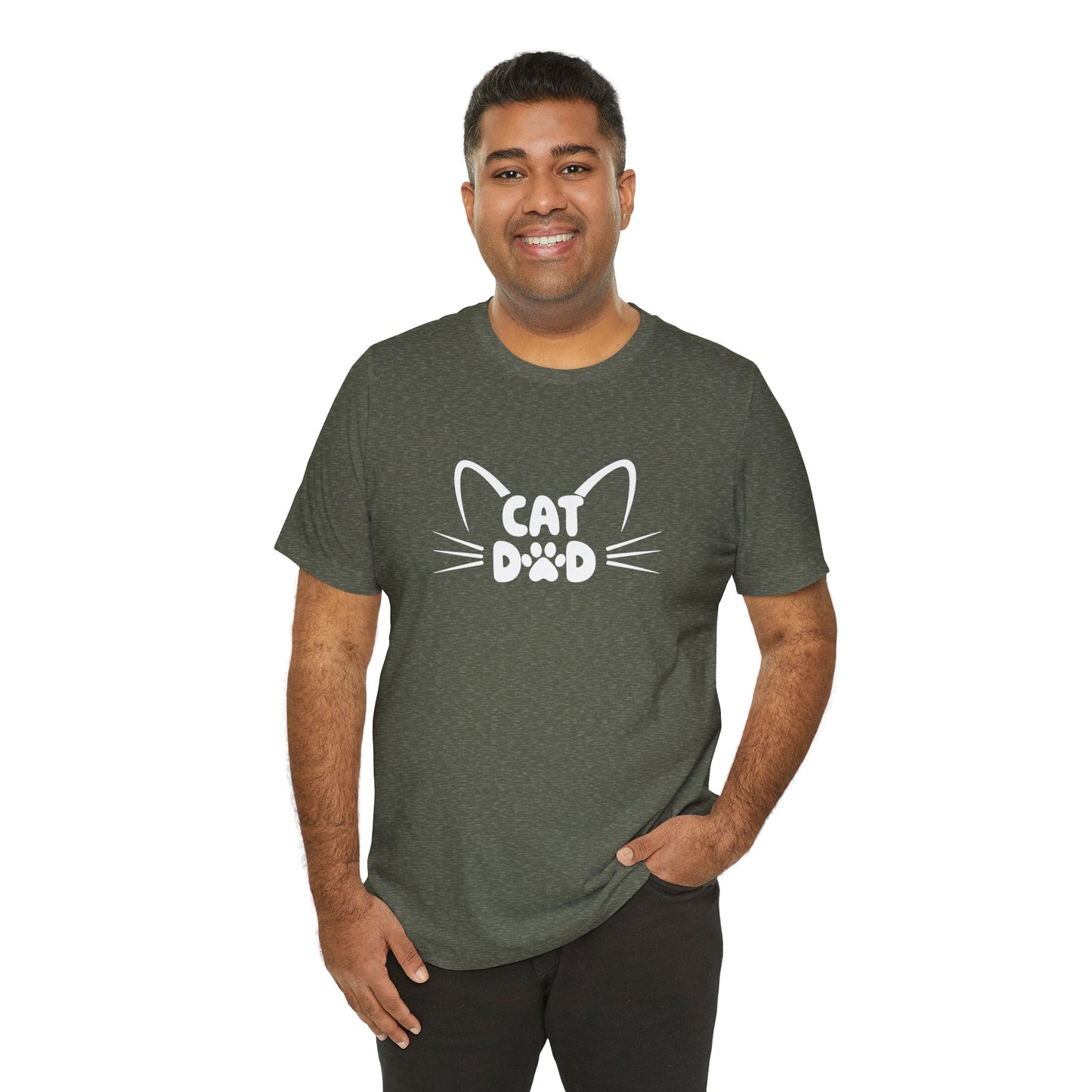 Cat Dad T-Shirt, Cute Cat Ears & Whiskers Design, Paw Print Graphic, Cat Lover Shirt