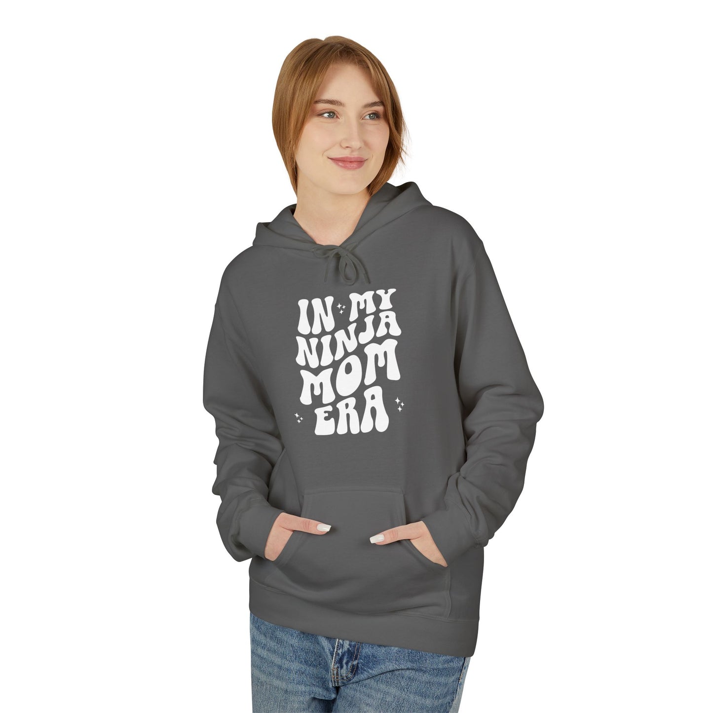 In My Ninja Mom Era Hoodie, Retro Wavy Font, Multiple Hoodie & Text Color Options, Ninja Warrior Mom Sweatshirt