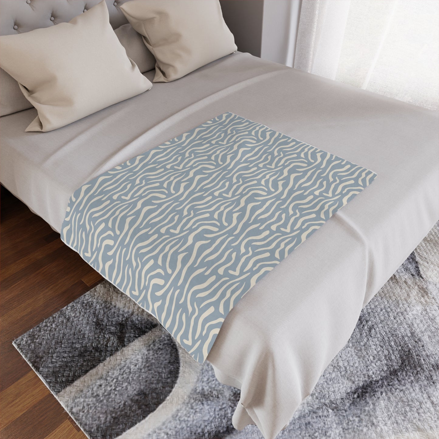 Boho Blue Microfiber Fleece Blanket - Ultra Soft & Cozy Throw