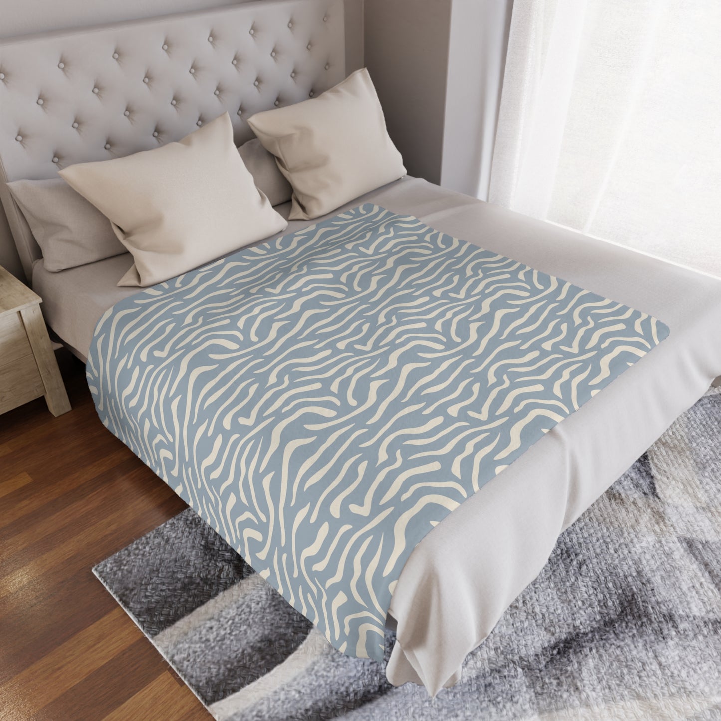 Boho Blue Microfiber Fleece Blanket - Ultra Soft & Cozy Throw