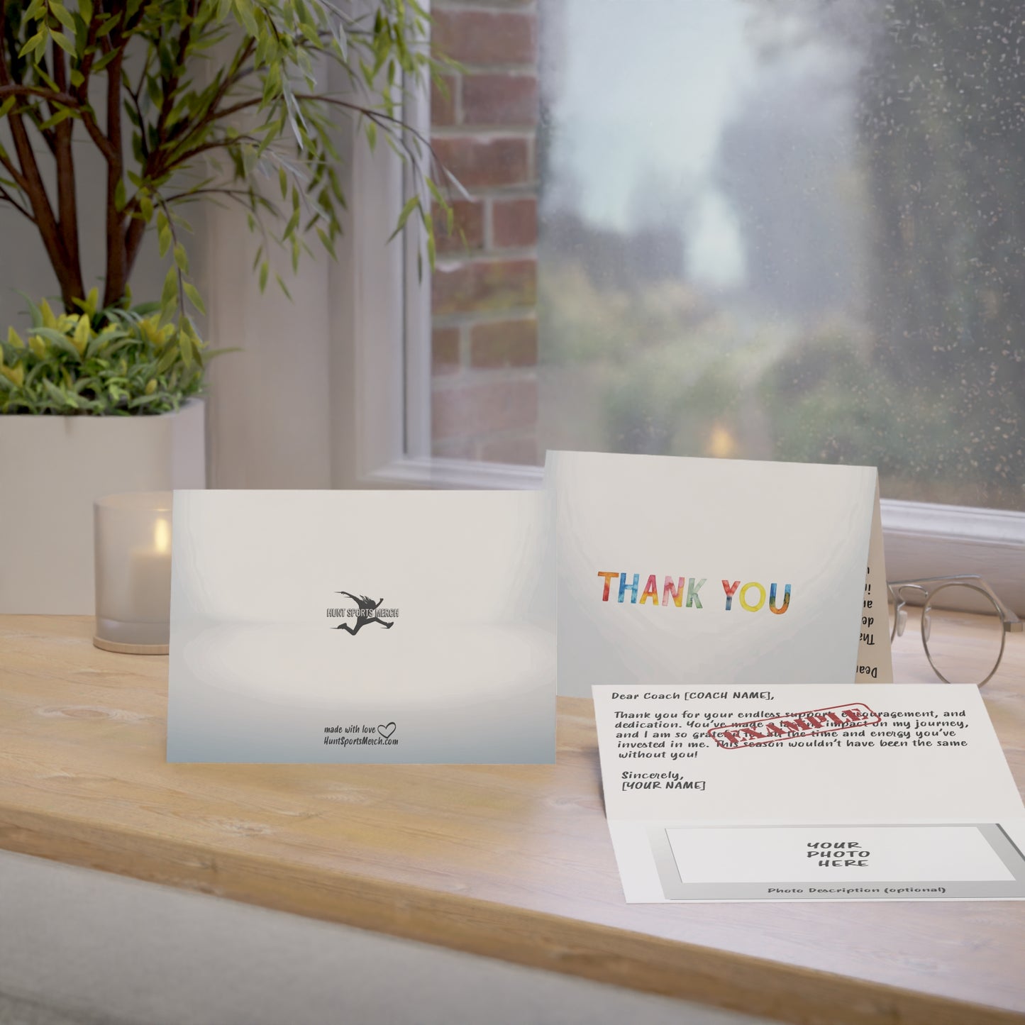Custom Thank You Greeting Card – Personalized with Photo & Text – Perfect for Coaches