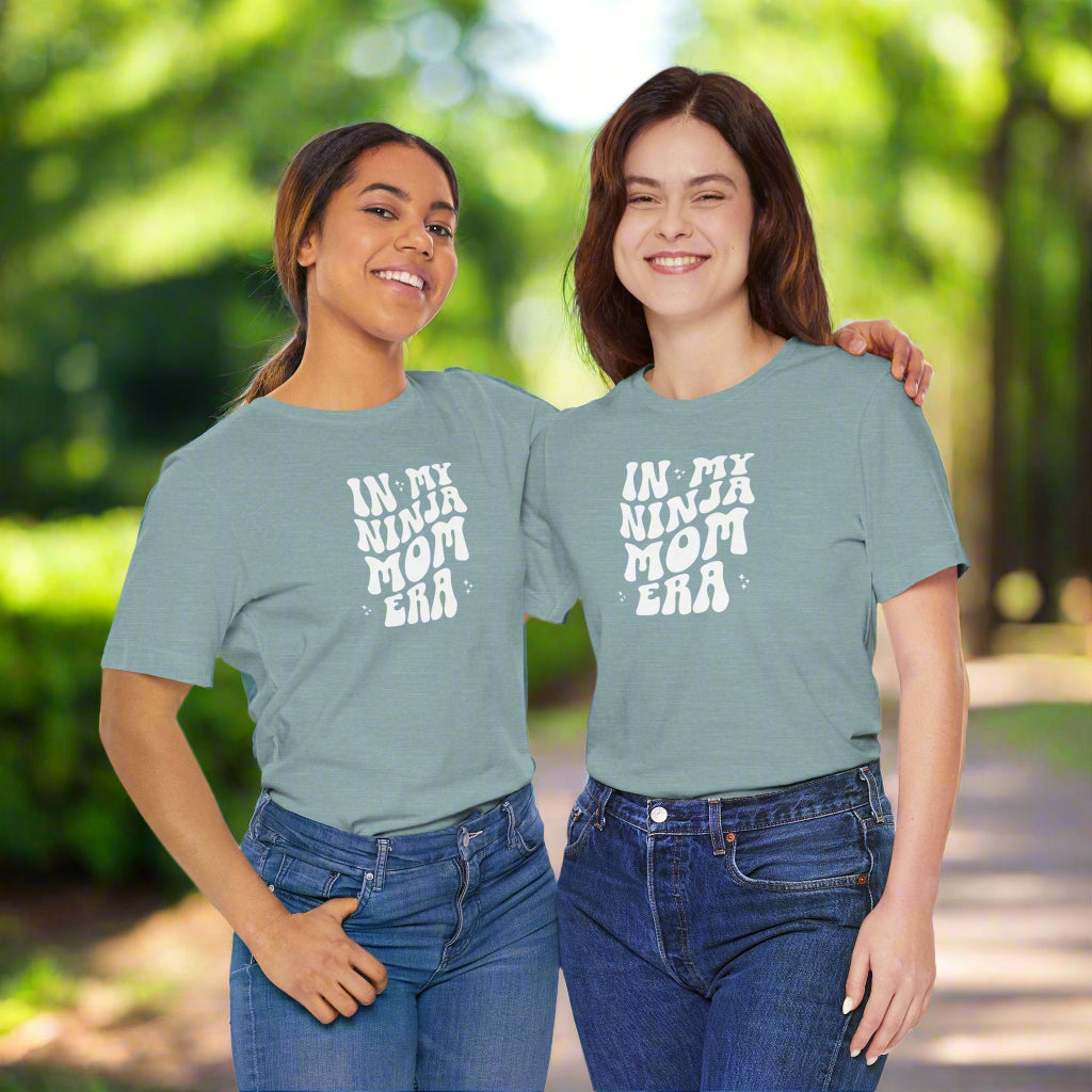 In My Ninja Mom Era T-Shirt, Retro Wavy Font Tee, Multiple Shirt & Text Color Options, Ninja Warrior Mom Shirt