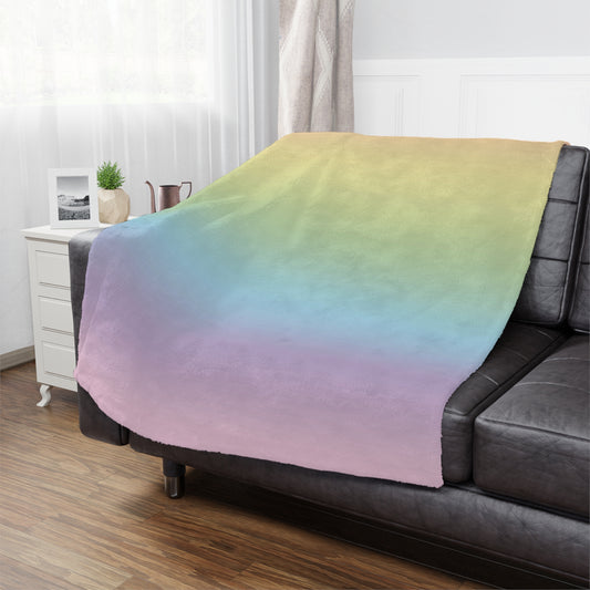 Pastel Rainbow Gradient Microfiber Fleece Blanket - Ultra Soft & Cozy Throw