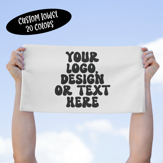 CUSTOM Text Design or Logo - 11 x 18 Rally, Sports, Sweat, Face Towel