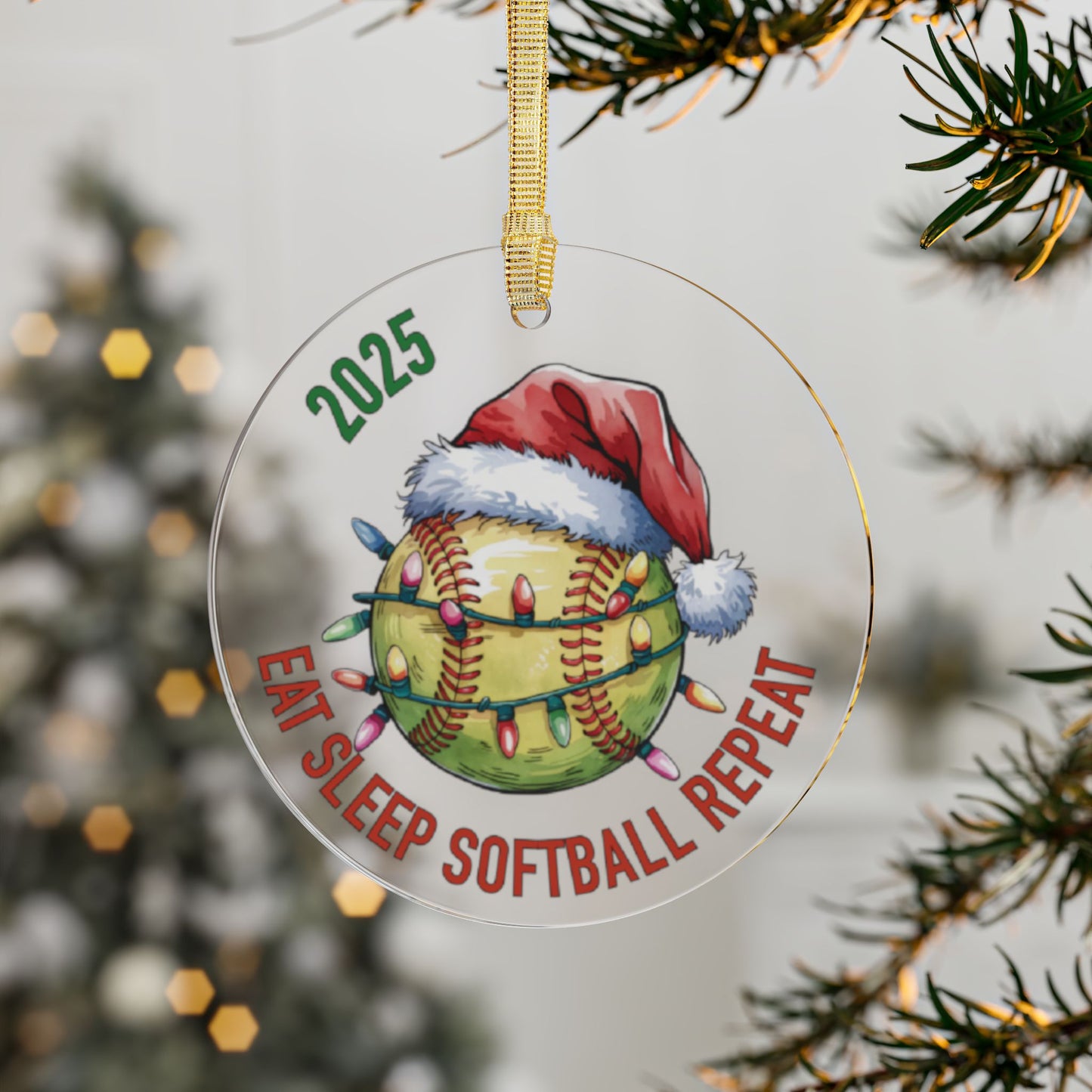 Sports Fan Ceramic or Acrylic Ornament, Eat Sleep Repeat Soccer Basketball Baseball Softball Football, Christmas Tree Decoration, Holiday Team Gift