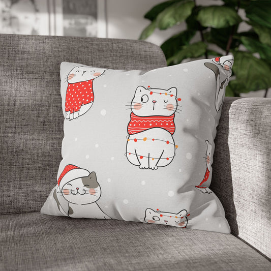 Christmas Kitty Throw Pillow – Festive Holiday Cat Accent