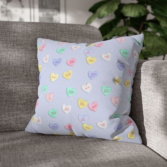 Purple Candy Hearts Valentine Throw Pillow