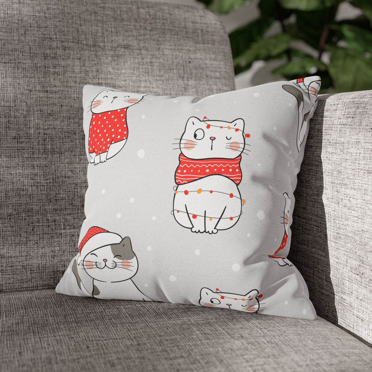 Christmas Kitty Throw Pillow – Festive Holiday Cat Accent