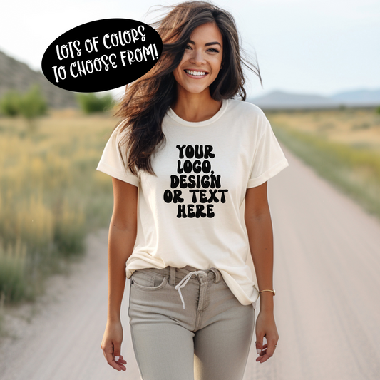 CUSTOM Text, Design or Logo - Unisex T-Shirt (Adult) SOLID COLORS