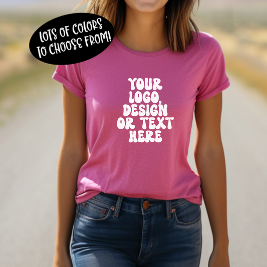 CUSTOM Text, Design or Logo - Unisex T-Shirt (Adult) HEATHER COLORS