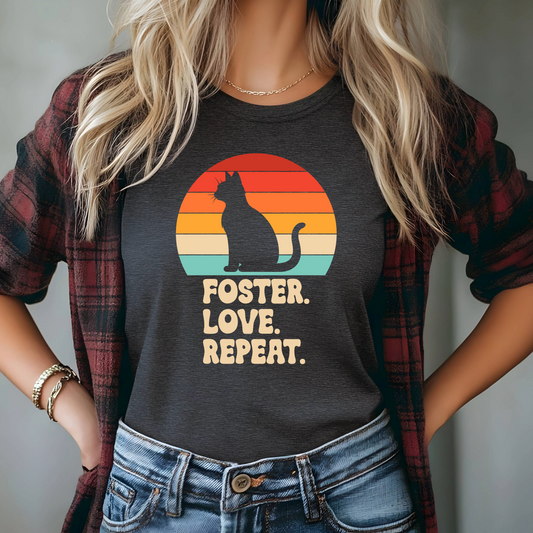 Retro Sunset Animal Rescue T-Shirt – Cat, Dog & Paw Print Designs