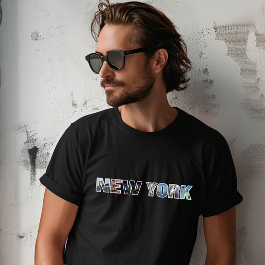 New York City Collage Shirt – Unisex T-Shirt with “NEW YORK” Photo Letter Design