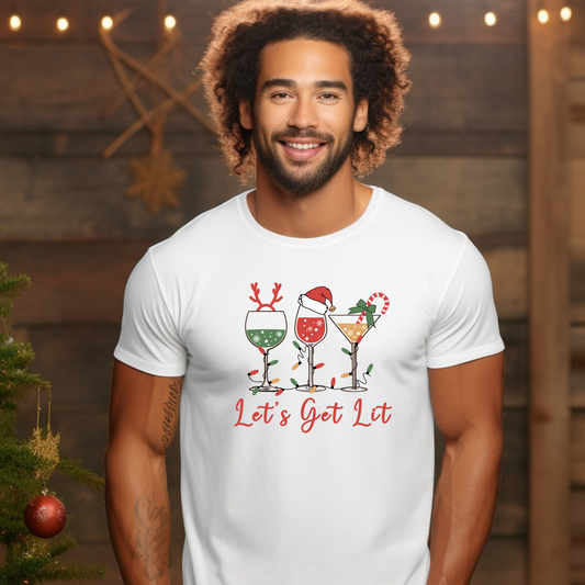 Let’s Get Lit | Funny Holiday Drinks Christmas Shirt